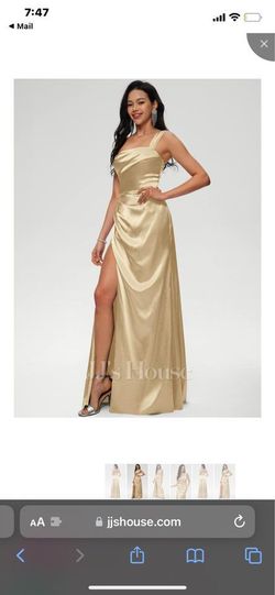 jjshouse Gold Size 10 Side slit Dress on Queenly