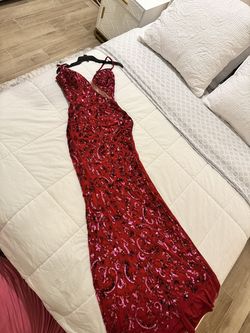 Sherri Hill Red Size 4 Black Tie Jersey Side slit Dress on Queenly