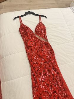 Sherri Hill Red Size 4 Black Tie Jersey Side slit Dress on Queenly