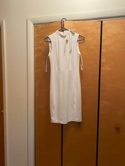 Calvin Klein White Size 2 Bridal Shower Jersey Cocktail Dress on Queenly
