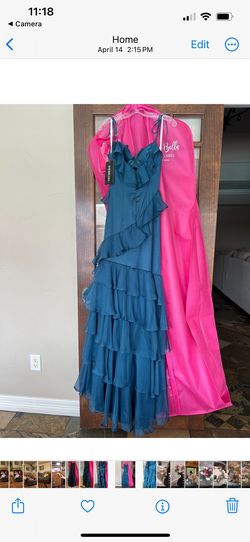 Sherri Hill Blue Size 0 Floor Length Prom Spaghetti Strap Train Dress on Queenly