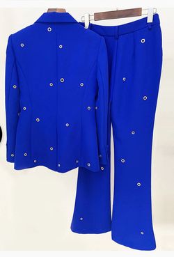 Style KLIMT BLUE Zcrave Klimt Blue Size 4 Tall Height Floor Length Polyester Jumpsuit Dress on Queenly