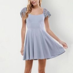 City Studio Blue Size 0 Flare Wedding Guest Cocktail Dress on Queenly