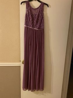David's Bridal Purple Size 4 Swoop Jersey Floor Length A-line Dress on Queenly