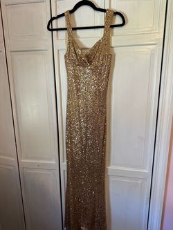 ASOS Gold Size 0 Jersey Floor Length A-line Dress on Queenly