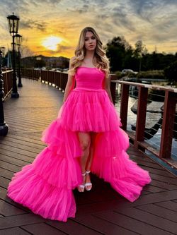 Style 54907 Sherri Hill Pink Size 0 Strapless Floor Length Ball gown on Queenly