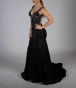 Sherri Hill Black Size 2 Plunge Medium Height Prom Jersey Mermaid Dress on Queenly