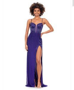 Ashley Lauren Purple Size 2 Tall Height Jersey Side slit Dress on Queenly