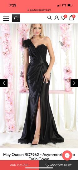 May Queen Black Size 16 Jersey Prom Military Mermaid Dress on Queenly