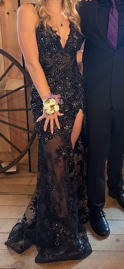 Style 7367 Jasz Couture Black Tie Size 0 Prom Jersey Medium Height Side slit Dress on Queenly