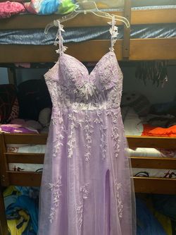 Grown Purple Size 16 Free Shipping Plunge Floor Length Straight Dress on Queenly