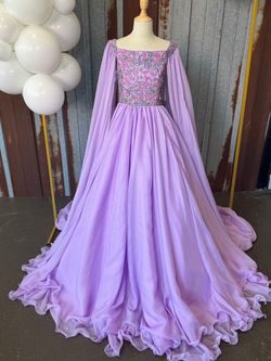 Samantha Blake Purple Size 10 Floor Length Cupcake Jersey Ball gown on Queenly