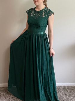 Musol Green Size 4 Floor Length Sleeves A-line Dress on Queenly