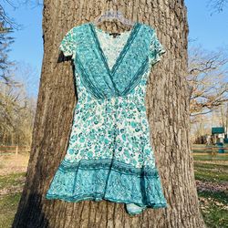 City Triangles Multicolor Size 8 Cap Sleeve Teal Cocktail Dress on Queenly