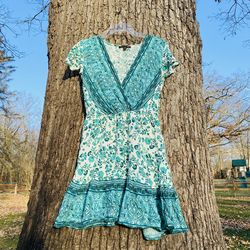 City Triangles Multicolor Size 8 Vintage Floral Turquoise Cocktail Dress on Queenly