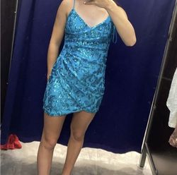 Windsor Blue Size 0 Jersey Homecoming Nightclub Cocktail Dress on Queenly