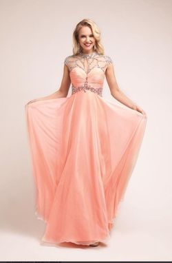 Cinderella Divine Pink Size 4 Jewelled Plunge Straight Dress on Queenly