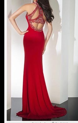 Tony Bowls Red Size 4 Sequined Plunge Straight Dress on Queenly
