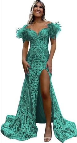 Windsor Green Size 14 Prom Military Mermaid Dress on Queenly
