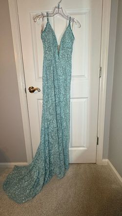 Style 55447 Sherri Hill Light Blue Size 00 Short Height Side slit Dress on Queenly