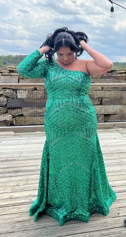 Jovani Green Size 14 Sequined Prom Mermaid Dress on Queenly