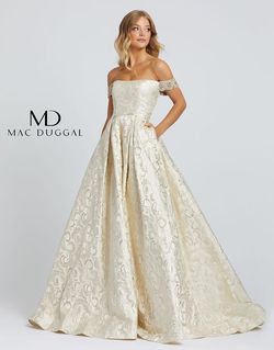 Style 67081H Mac Duggal Gold Size 14 Pageant 50 Off Plus Size Embroidery Ball gown on Queenly