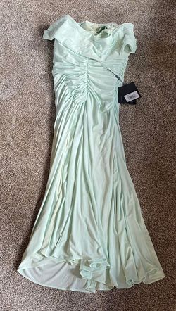 Mac Duggal Light Green Size 2 Jersey Medium Height A-line Dress on Queenly