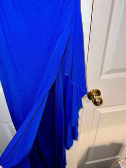 Nicole Bakti Blue Size 4 Prom Wedding Guest Side slit Dress on Queenly