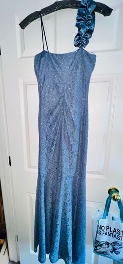 Reign On Blue Size 4 Pageant Floor Length Jersey One Shoulder Tall Height Mermaid Dress on Queenly