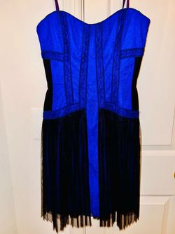 BCBG Blue Size 2 Appearance Strapless Lace Cocktail Dress on Queenly