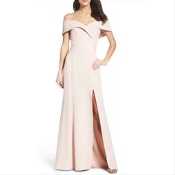 Xscape Nude Size 4 Mini Sleeves Side slit Dress on Queenly