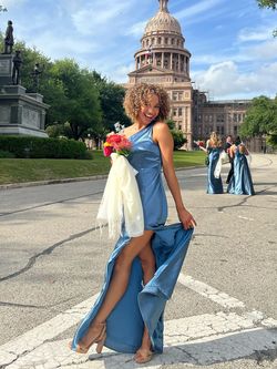 Birdy Grey Blue Size 4 One Shoulder 50 Off A-line Dress on Queenly