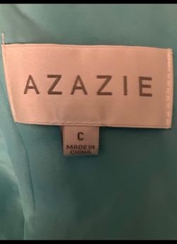 Azazie Blue Size 4 Plunge Mermaid Dress on Queenly