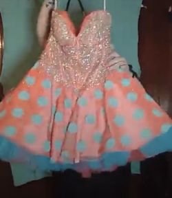 Jovani Orange Size 8 Pageant Flare Prom Teal Cocktail Dress on Queenly