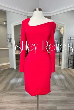 Style 4674 Ashley Lauren Red Size 6 Long Sleeve Pageant Cocktail Dress on Queenly