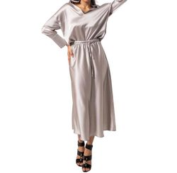 Style 1-1060529473-892 MONICA NERA Gray Size 8 Silk Belt Cocktail Dress on Queenly