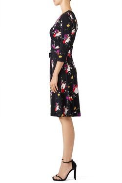 Style 1-1164140454-1691-1 leota Black Size 16 Floral Long Sleeve Cocktail Dress on Queenly