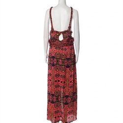 Style 1-1250241429-70 CAROLINA K Red Size 0 Side Slit Keyhole Print Straight Dress on Queenly