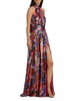 Style 1-1399113627-74 Ramy Brook Red Size 4 Polyester Print Side slit Dress on Queenly