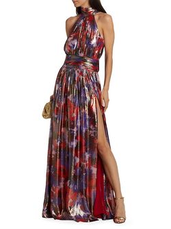 Style 1-1399113627-74 Ramy Brook Red Size 4 Polyester Print Side slit Dress on Queenly