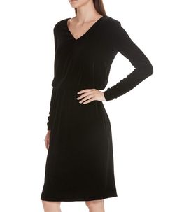 Style 1-1406981052-425 Lafayette 148 Black Size 8 Long Sleeve Tall Height Velvet Cocktail Dress on Queenly