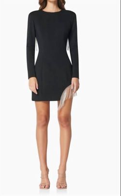 Style 1-1490042261-70 ELLIATT Black Size 0 Free Shipping Sleeves Fringe Speakeasy Cocktail Dress on Queenly
