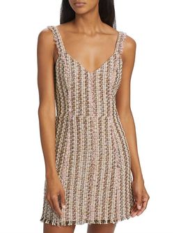 Style 1-1505638637-5 Ramy Brook Pink Size 0 Polyester Shiny Tweed Speakeasy Cocktail Dress on Queenly