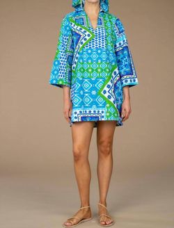 Style 1-1524924234-74 Olivia James the Label Blue Size 4 Mini V Neck Tall Height Bell Sleeves Cocktail Dress on Queenly