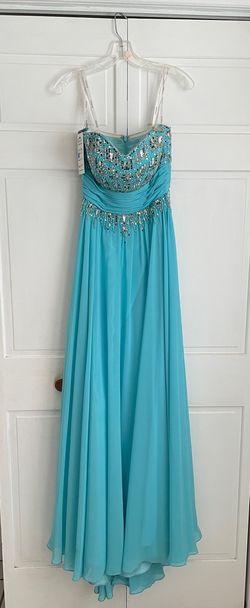 Tony Bowls Blue Size 4 Prom Military Floor Length Turquoise Straight Dress on Queenly
