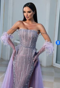 Style PS23983 Portia and Scarlett Purple Size 4 New Sleeves Mermaid Dress on Queenly
