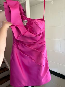Ashley Lauren Pink Size 8 One Shoulder Mini Cocktail Dress on Queenly