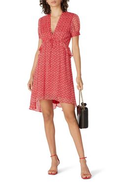Style 1-1564392717-649-1 THE KOOPLES Red Size 2 V Neck Tall Height Polyester Cocktail Dress on Queenly