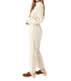 Style 1-163556608-149 XIRENA White Size 12 Floor Length Sleeves Jersey Tall Height Pockets Jumpsuit Dress on Queenly