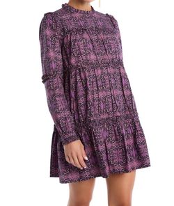 Style 1-1798150733-149 ALLISON NEW YORK Purple Size 12 Long Sleeve Mini Cocktail Dress on Queenly
